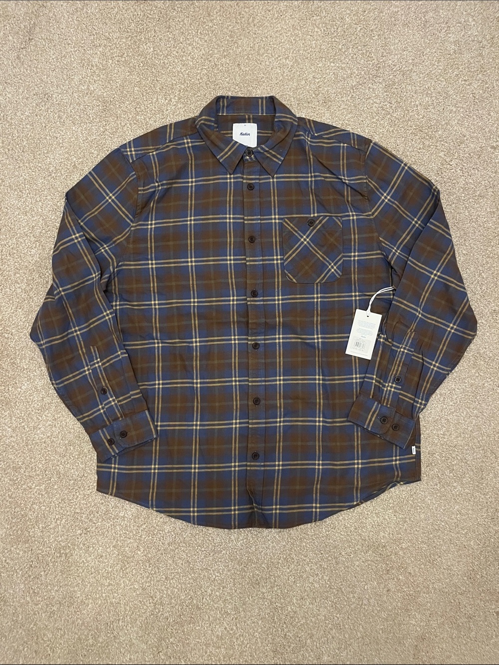 Katin Plaid Button-Down Shirt in Brown and Blue